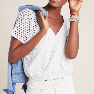 Frye X Anthropologie Ivory Eyelet Top